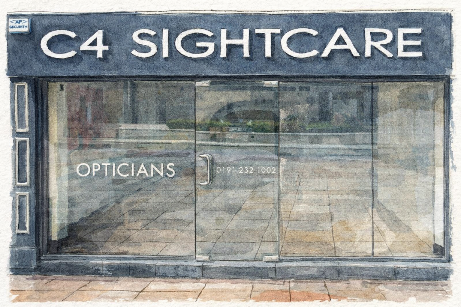 C4 Sightcare Newcastle sketch of storefront